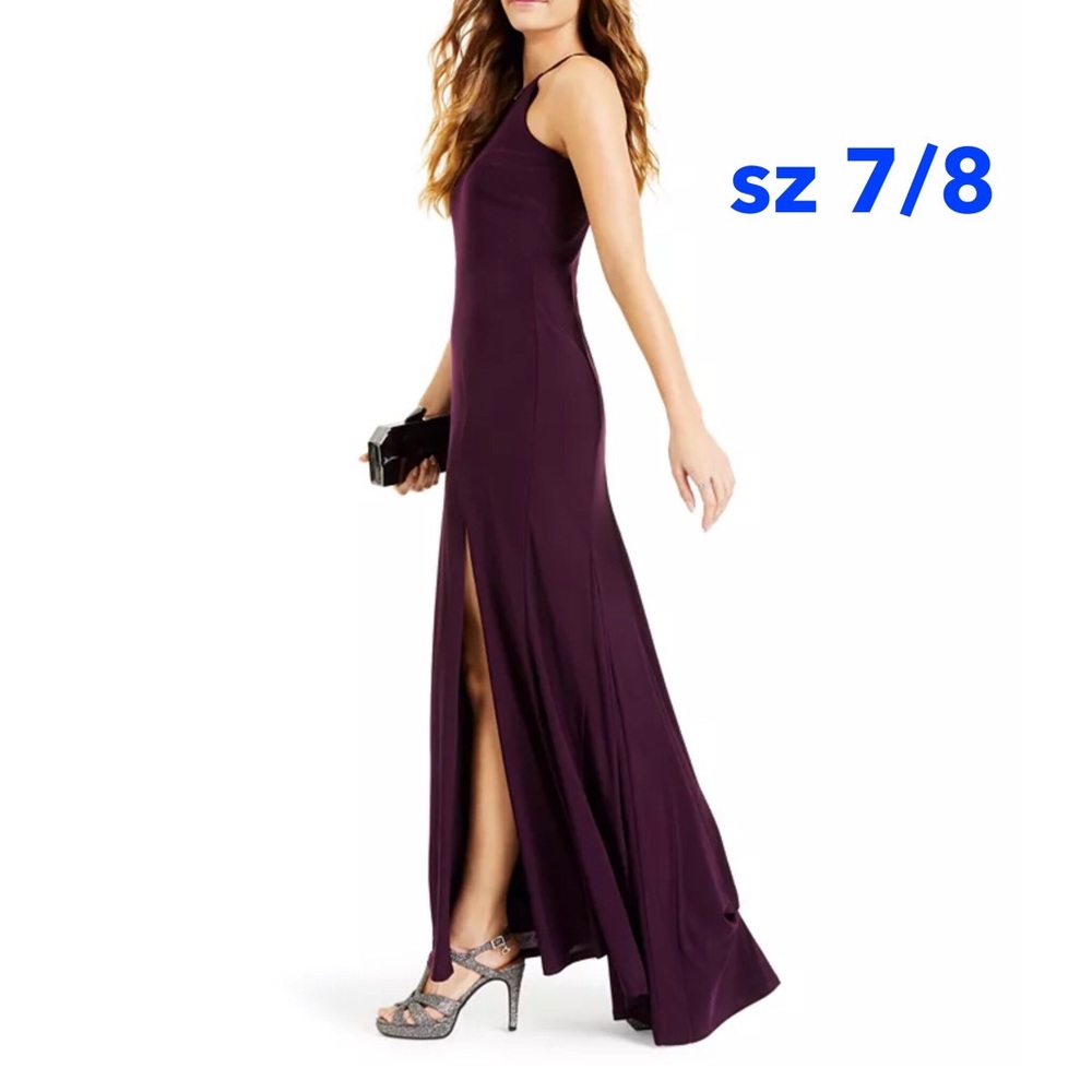 sz 7/8 - New Jump Juniors' Halter High Slit Gown